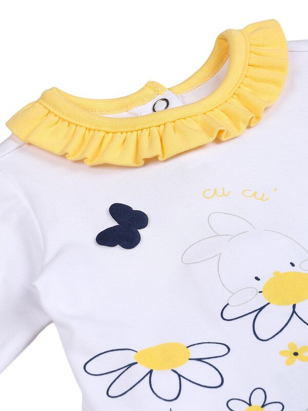 Girls White Nappy Opening Babysuit image number 2
